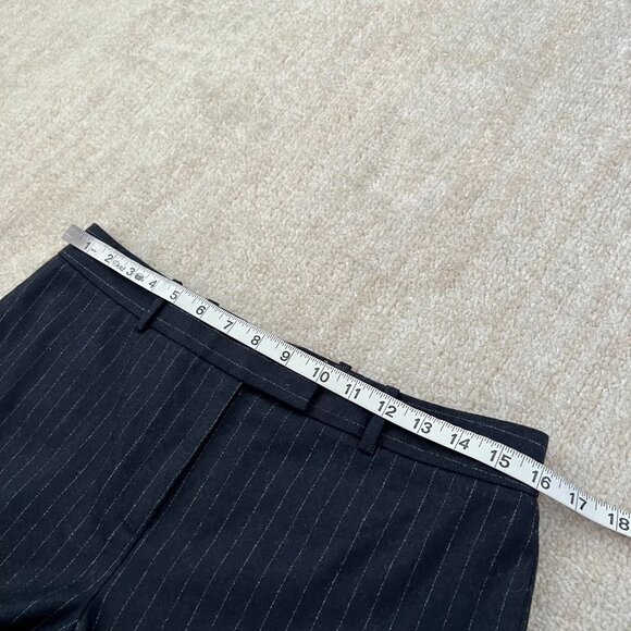 Lewit Wool Pinstripe Crop Blue Trousers Pants 8 - Picture 8 of 8